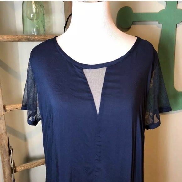 Pixley Scoop Neck Blouse, Sheer Mesh sleeve - Picture 2 of 6